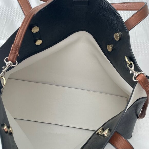 Calvin Klein Extra Large Reversible Tote - Black and White with Brown trim - EUC - Picture 5 of 9
